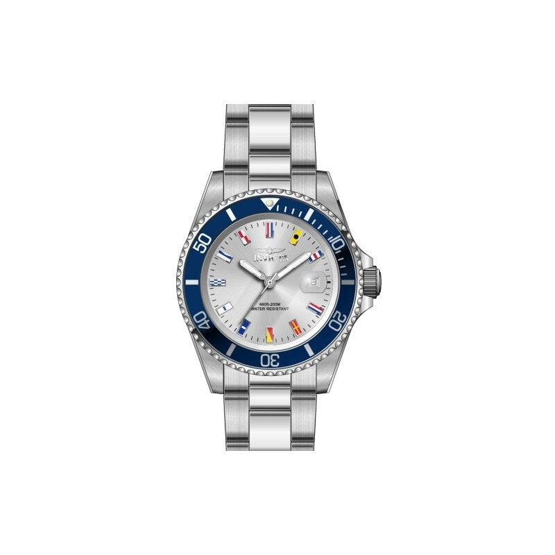 Invicta Mens 49885 Pro Diver Quartz 3 Hand Silver Dial Watch