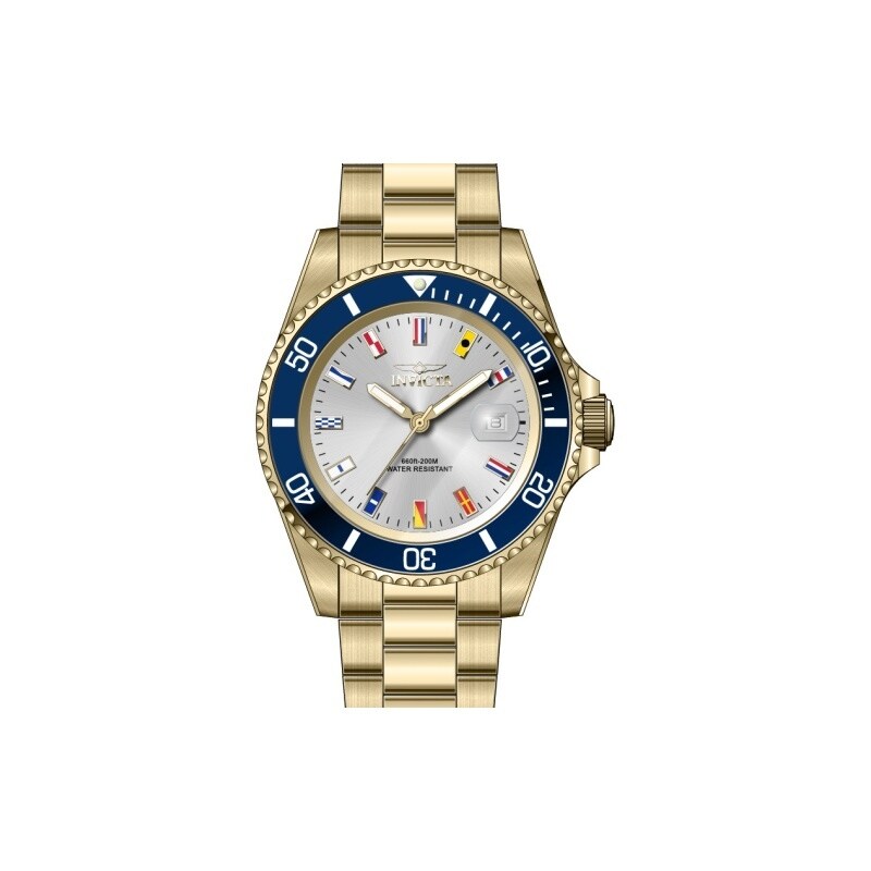 Invicta Mens 49886 Pro Diver Quartz 3 Hand Silver Dial Watch