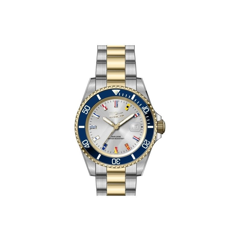 Invicta Mens 49887 Pro Diver Quartz 3 Hand Silver Dial Watch