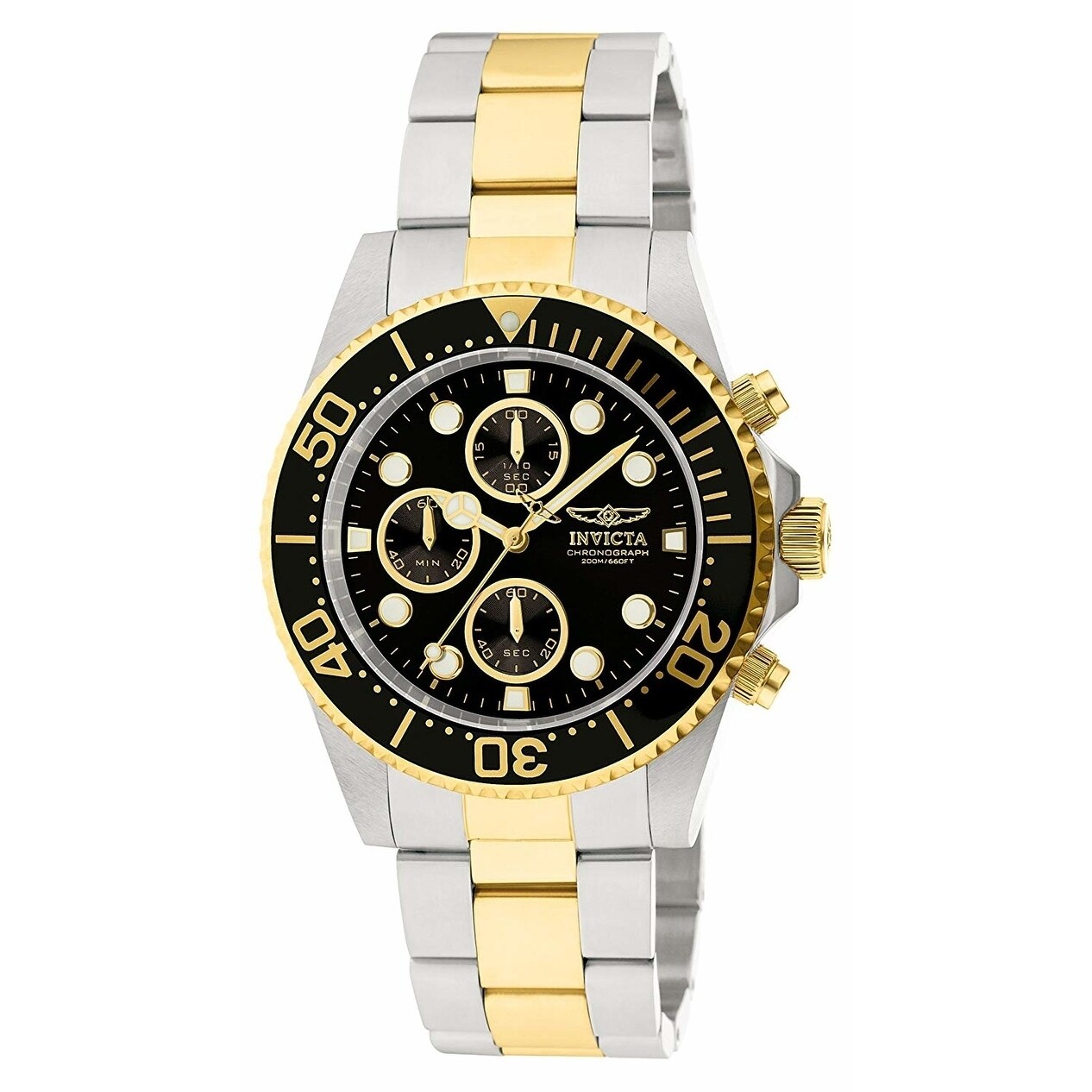 Invicta Mens Pro Diver 1772 Stainless Steel Gold Watch