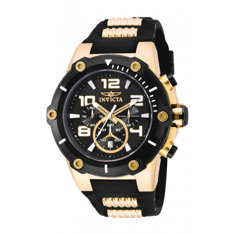 Invicta Mens 17200 Speedway Black And Gold Tone Polyurethane And Stainless Steel Watch