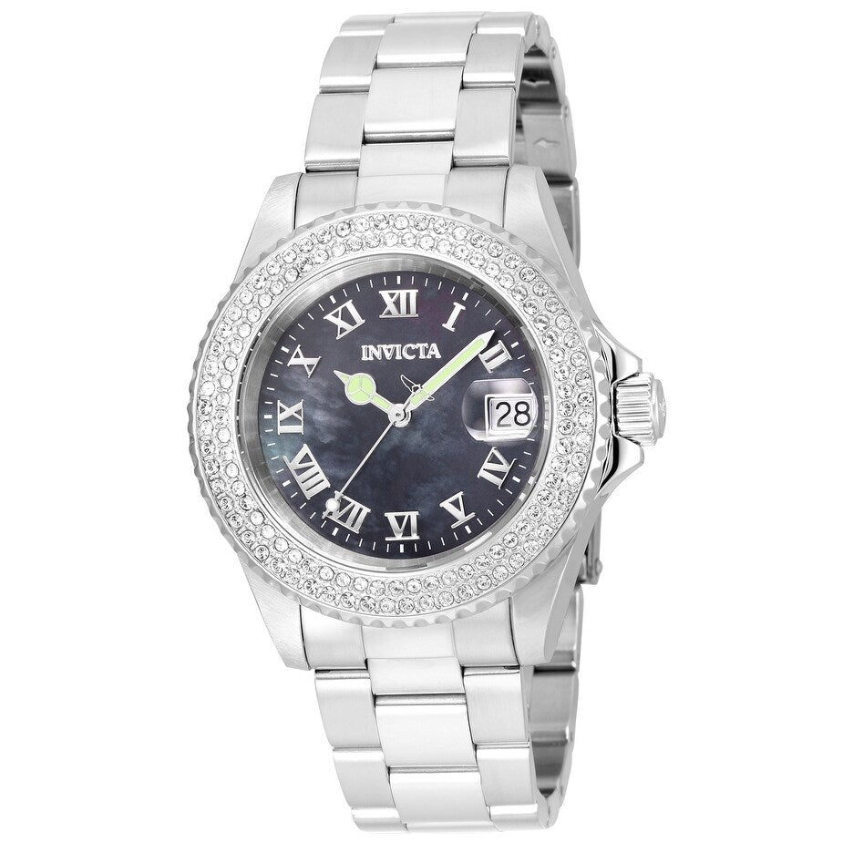 Invicta Womens 21711 Angel Quartz 3 Hand Black Dial Watch