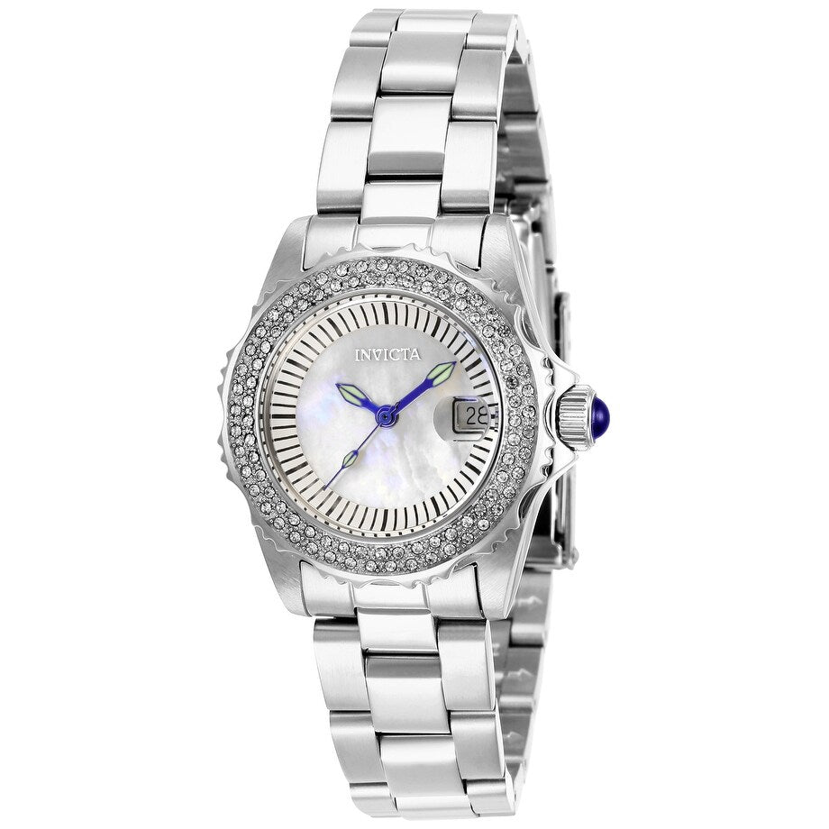 Invicta Womens 28442 Angel Quartz 3 Hand White Dial Watch Mother Of Pearl