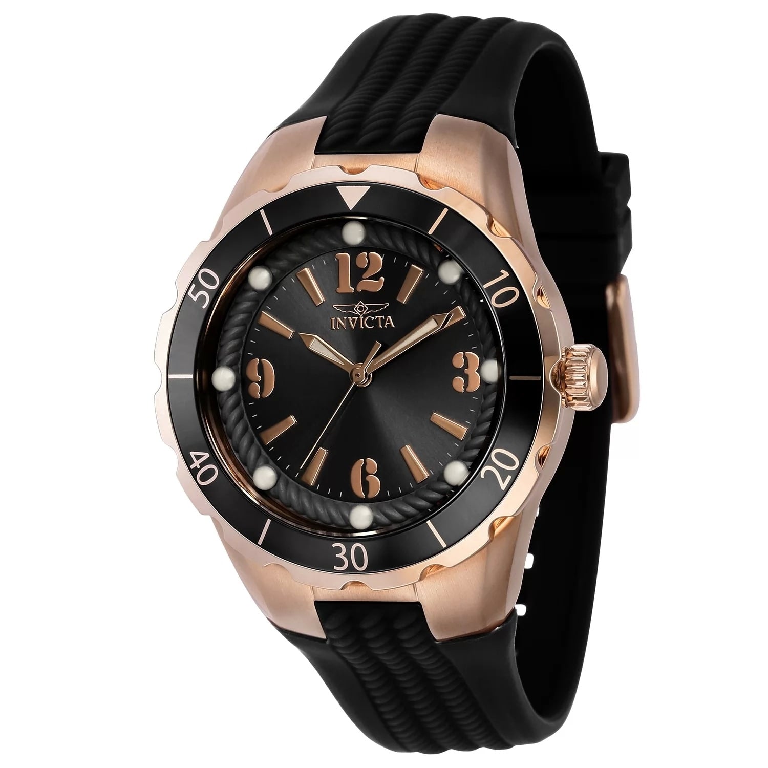 Invicta Womens 40313 Angel Quartz 3 Hand Black Dial Watch