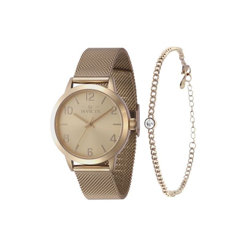 Invicta Womens 47275 Wildflower Quartz 3 Hand Gold Dial Watch