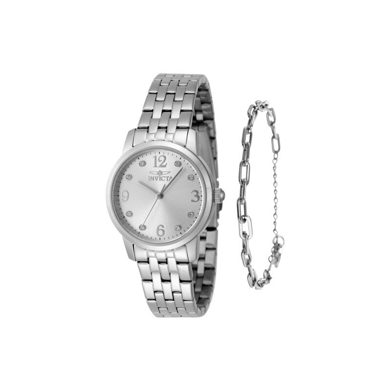 Invicta Womens 48255 Angel Quartz 3 Hand Silver Dial Watch