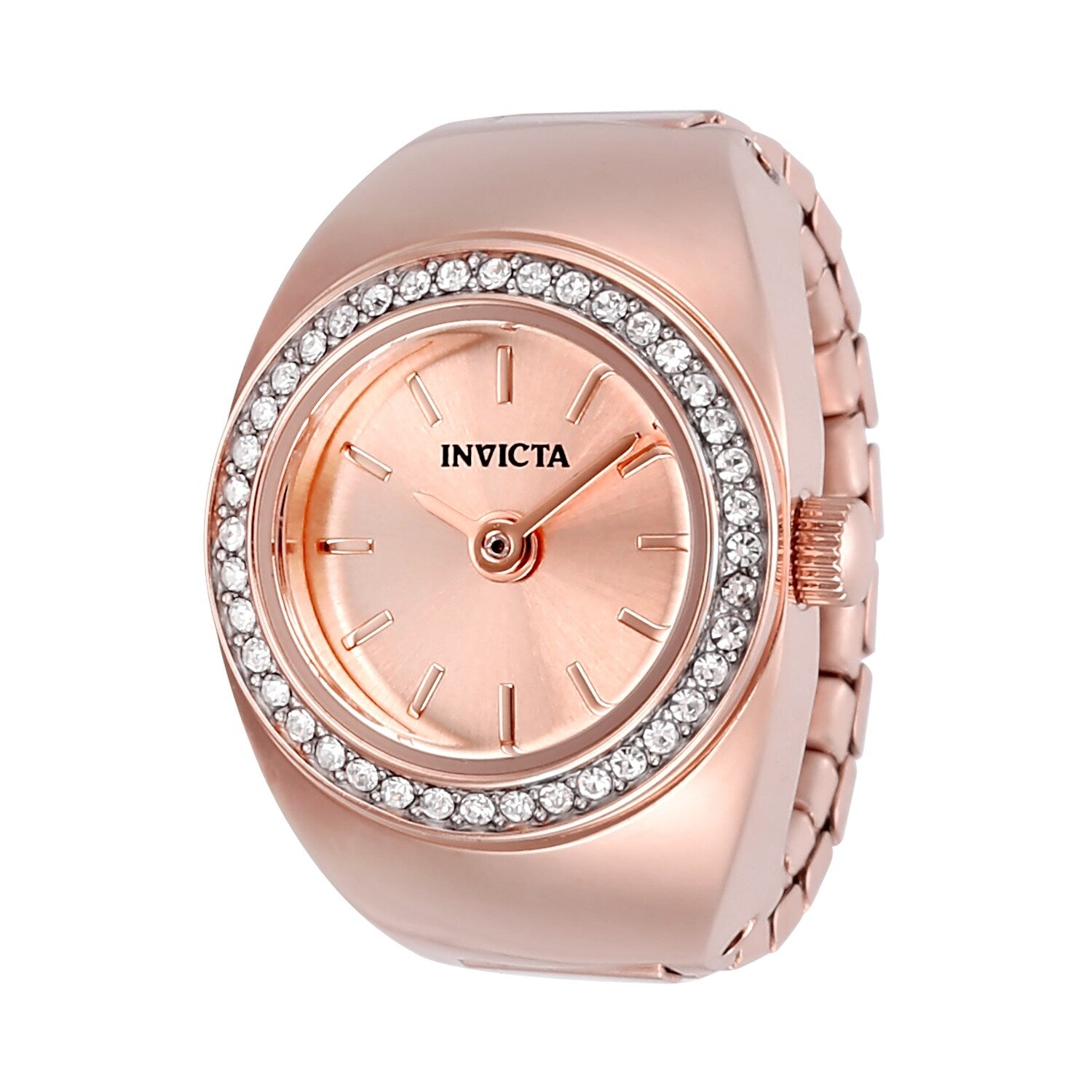 Invicta Womens 48945 Mini Quartz Multifunction Rose Gold Dial Ring Watch Rose Gold