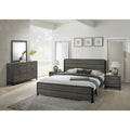 Ioana 187 Antique Grey Finish Wood Bed Room Set Queen Size Bed Dresser Mirror 2 Night Stands