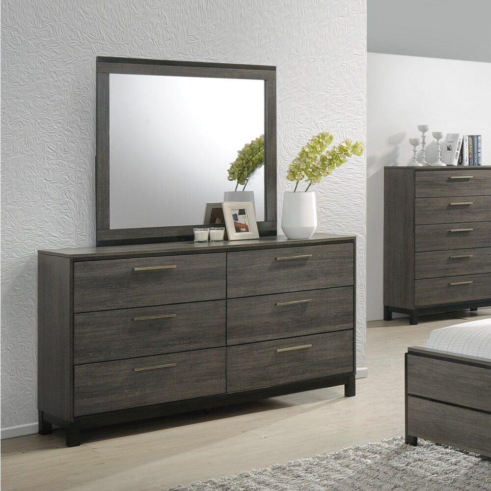 Ioana 187 Antique Grey Finish Wood Dresser And Mirror