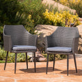 Iona Outdoor Wicker Dining Chair With Cushion Set Of 2 By Christopher Knight Home