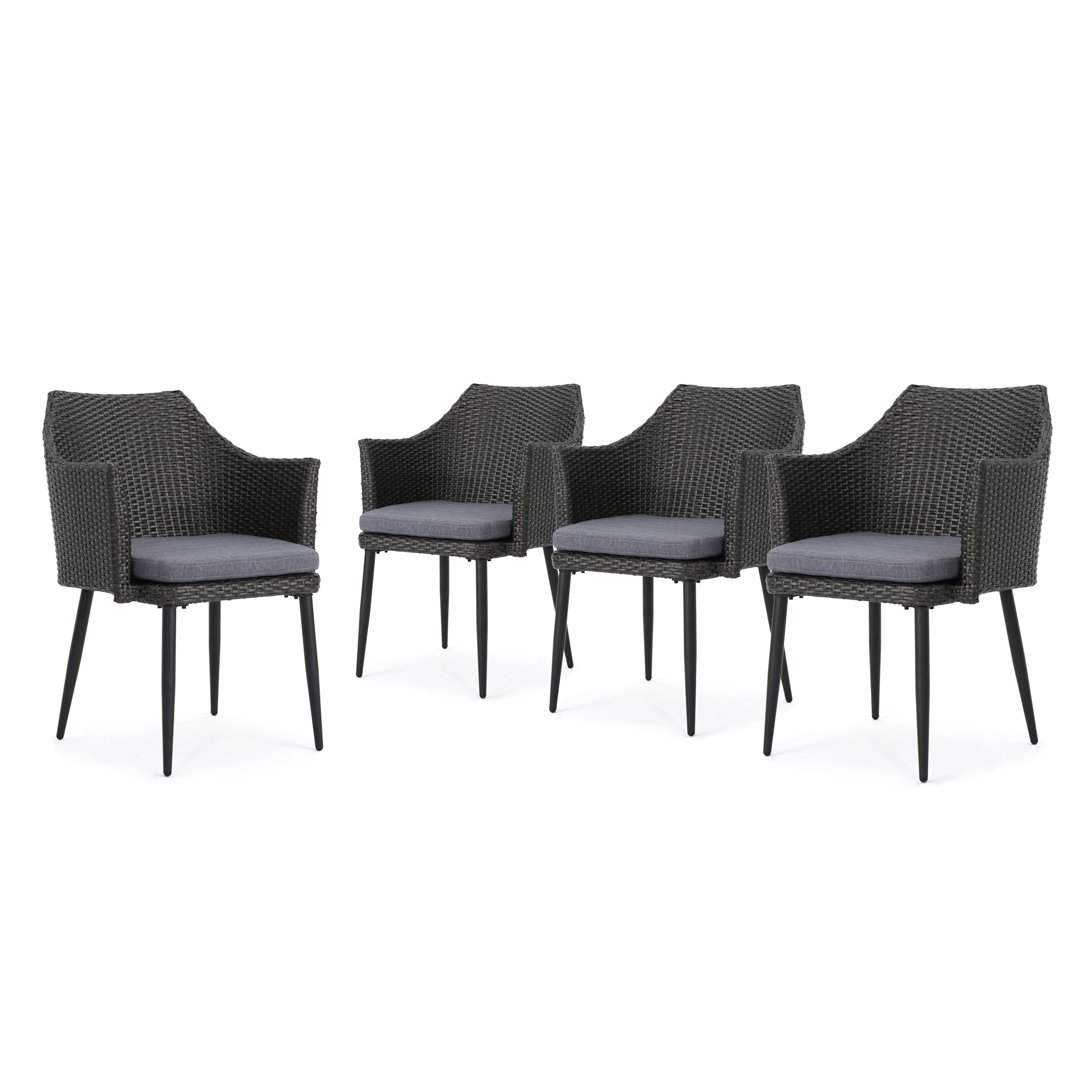 Iona Outdoor Wicker Dining Chair With Cushions Set Of 4 By Christopher Knight Home