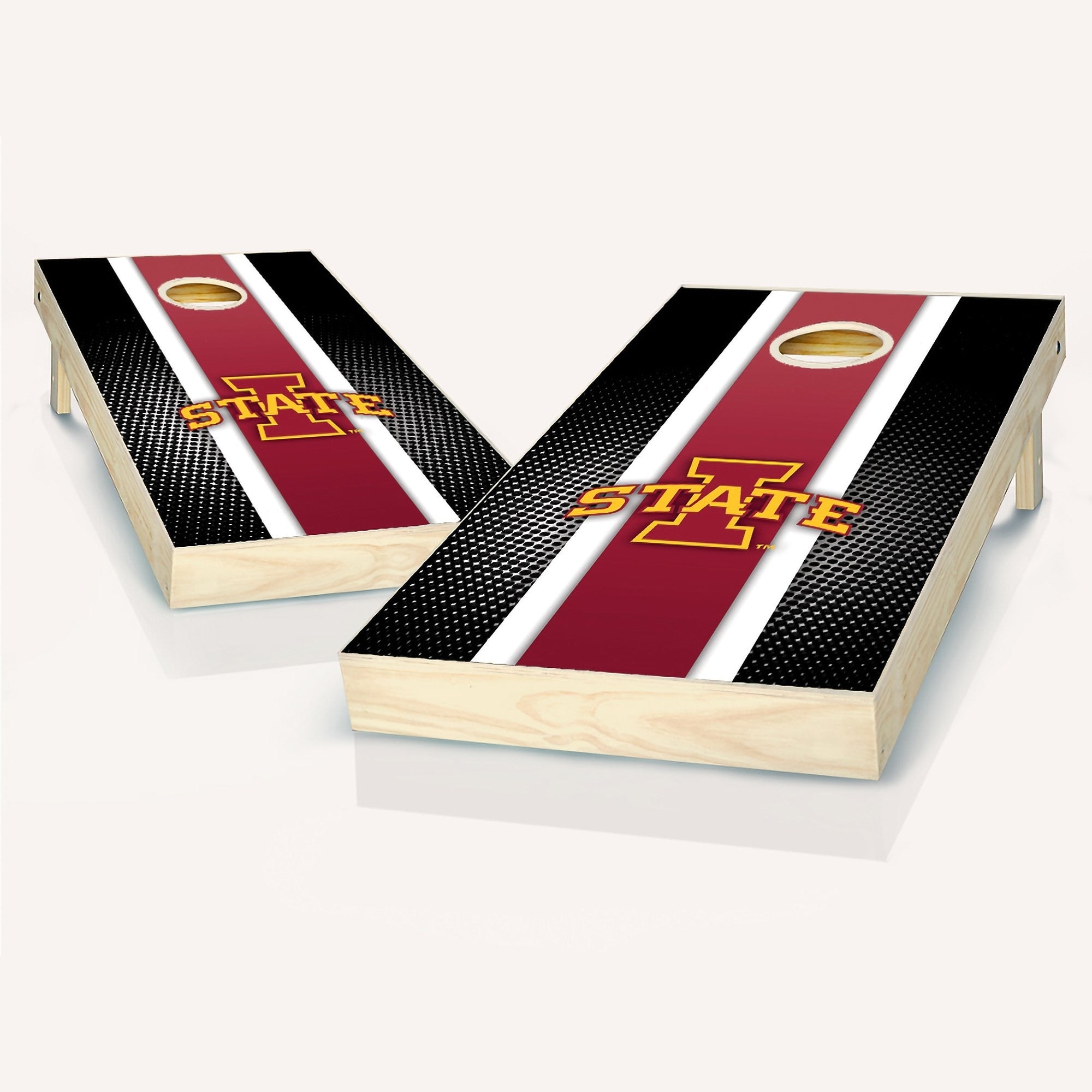 Iowa State Cyclones Striped Cornhole Set Includes 8 Team Logo Bags Optional Accessories