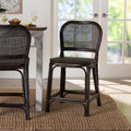 Irene Natural Rattan Counter Stool Handwoven Wicker Accent Stool With Lattice Backrest For Kitchen Island Seating