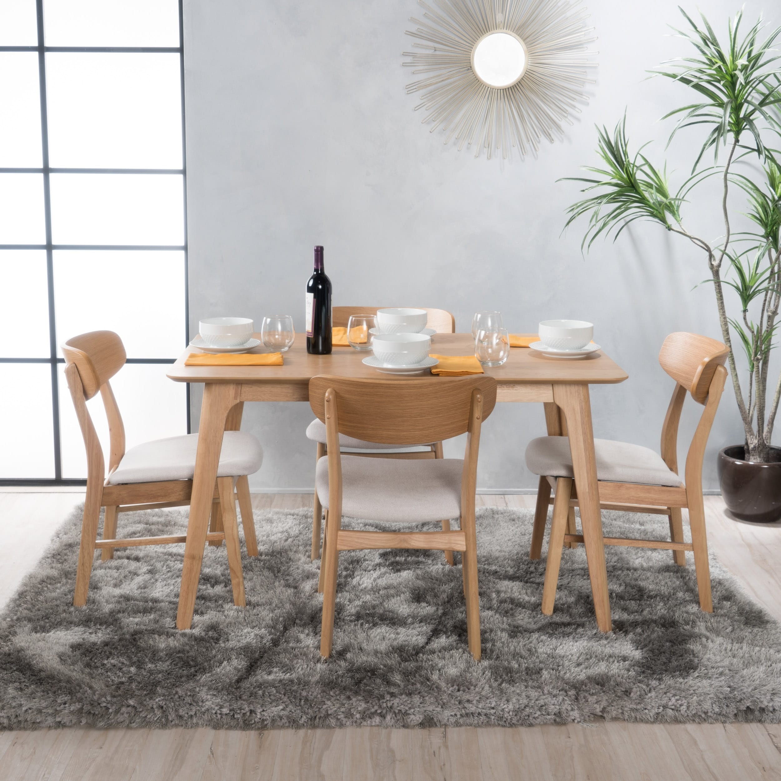 Lucious Mid Century 5 Piece Dining Set By Christopher Knight Home