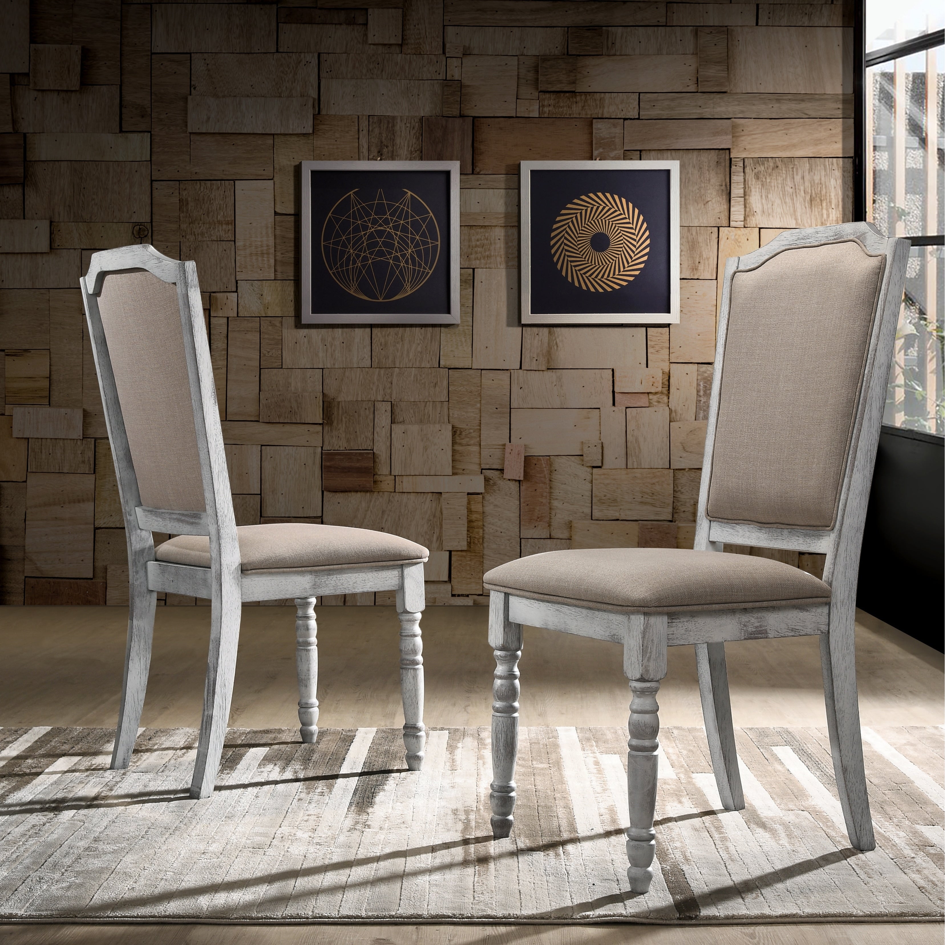 Iris Turned Leg Wood Dining Chair Set Of 2