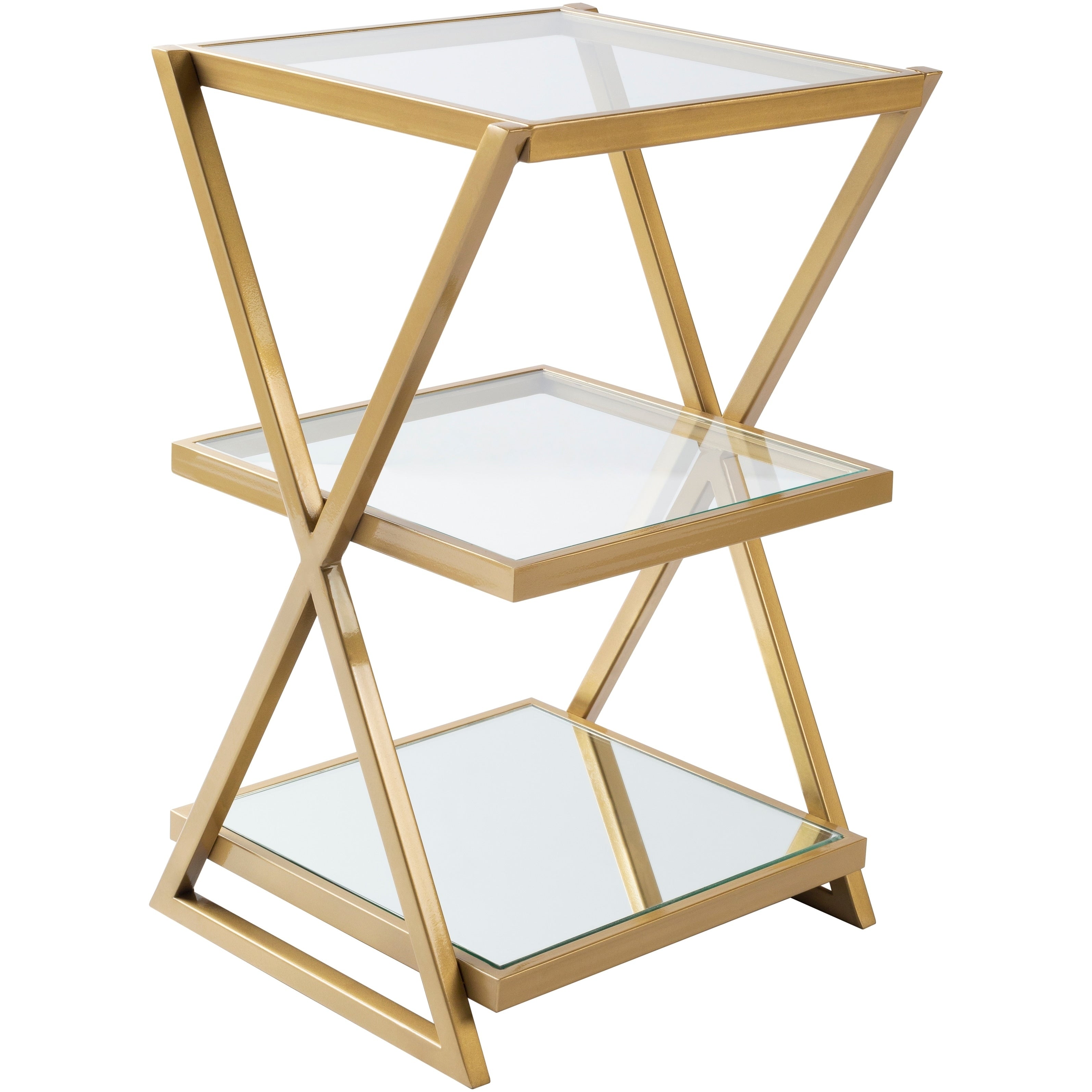Irmela Glass And Painted Metal Modern Hand Crafted End Table 15 X 15 X 26