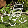 Iron Rocking Garden Arm Chair Tatiana In Antique White