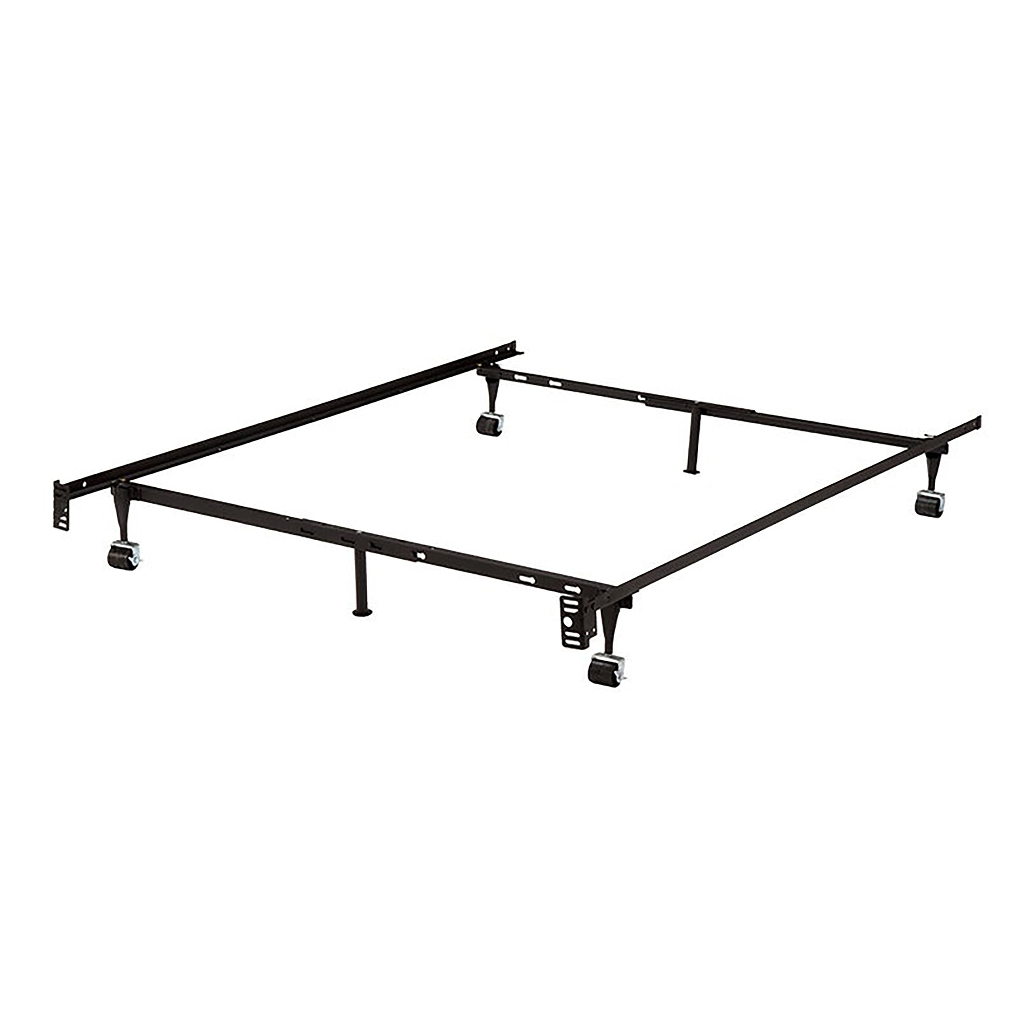 K B B9001 Iron Steel 1.25 Inch Bed Frame With 2 Piece Center Support Legs And 4 Rollers