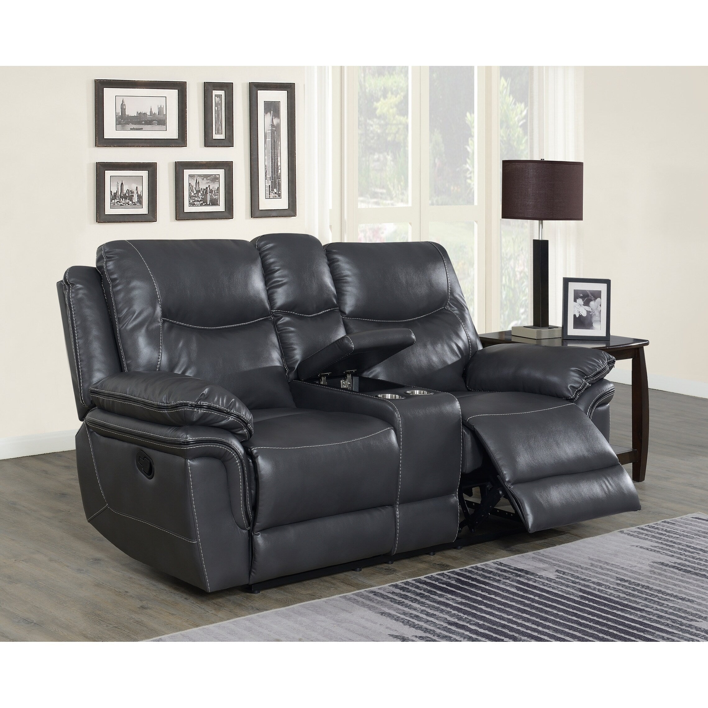Irrigone Faux Leather Reclining Loveseat With Storage By Greyson Living