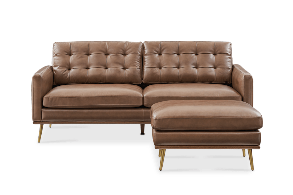 Isaac Leather Sofa with Ottoman
