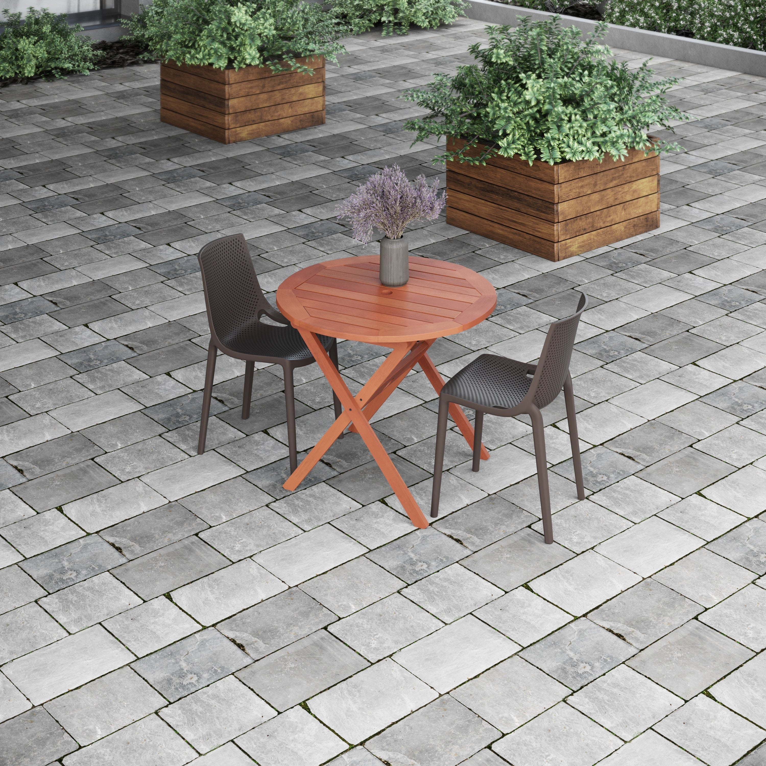 Havenside Home Posorja 3 Piece Round Folding Table Patio Dining Set