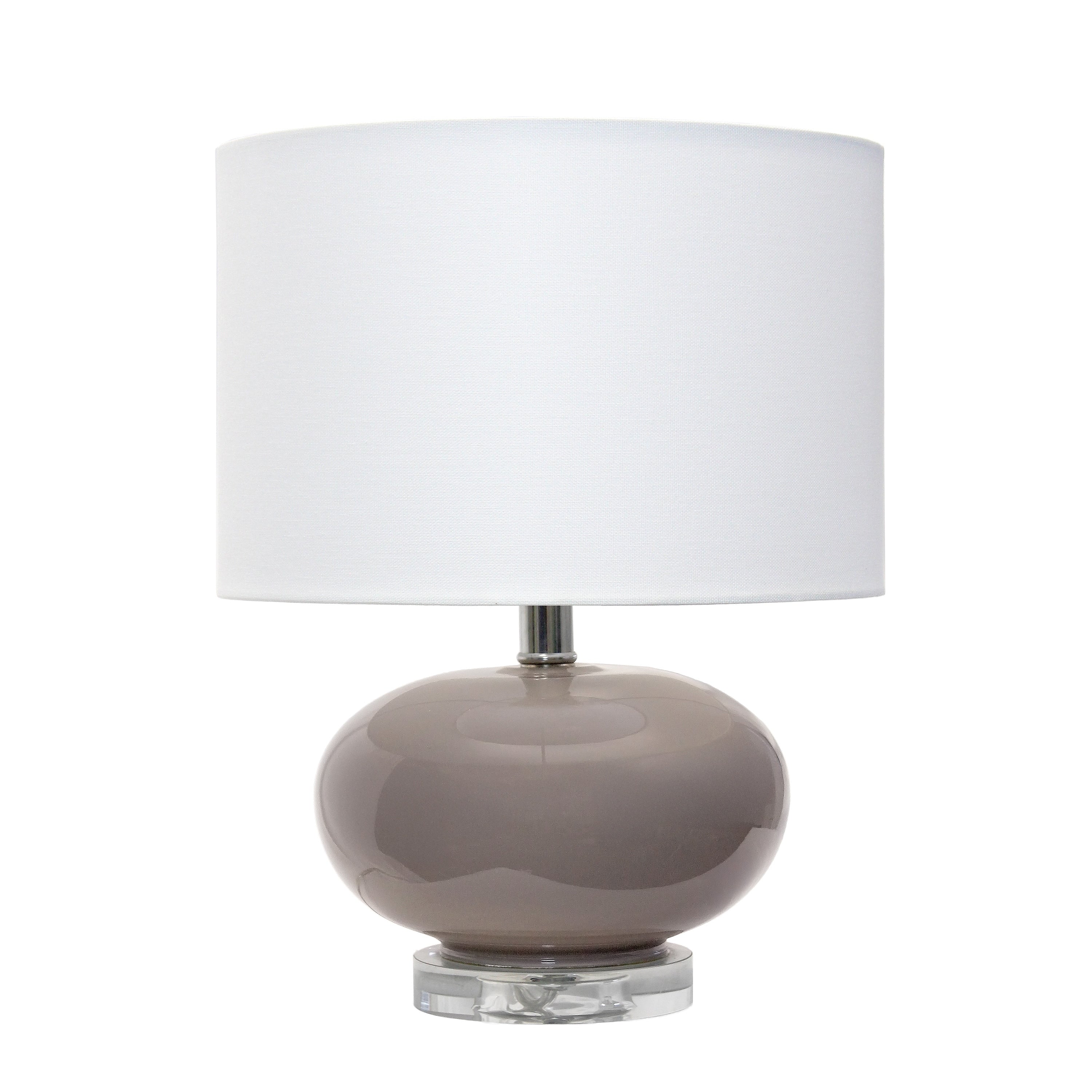 Isabela Glossy Glass Round Table Lamp Gray 15.25 H