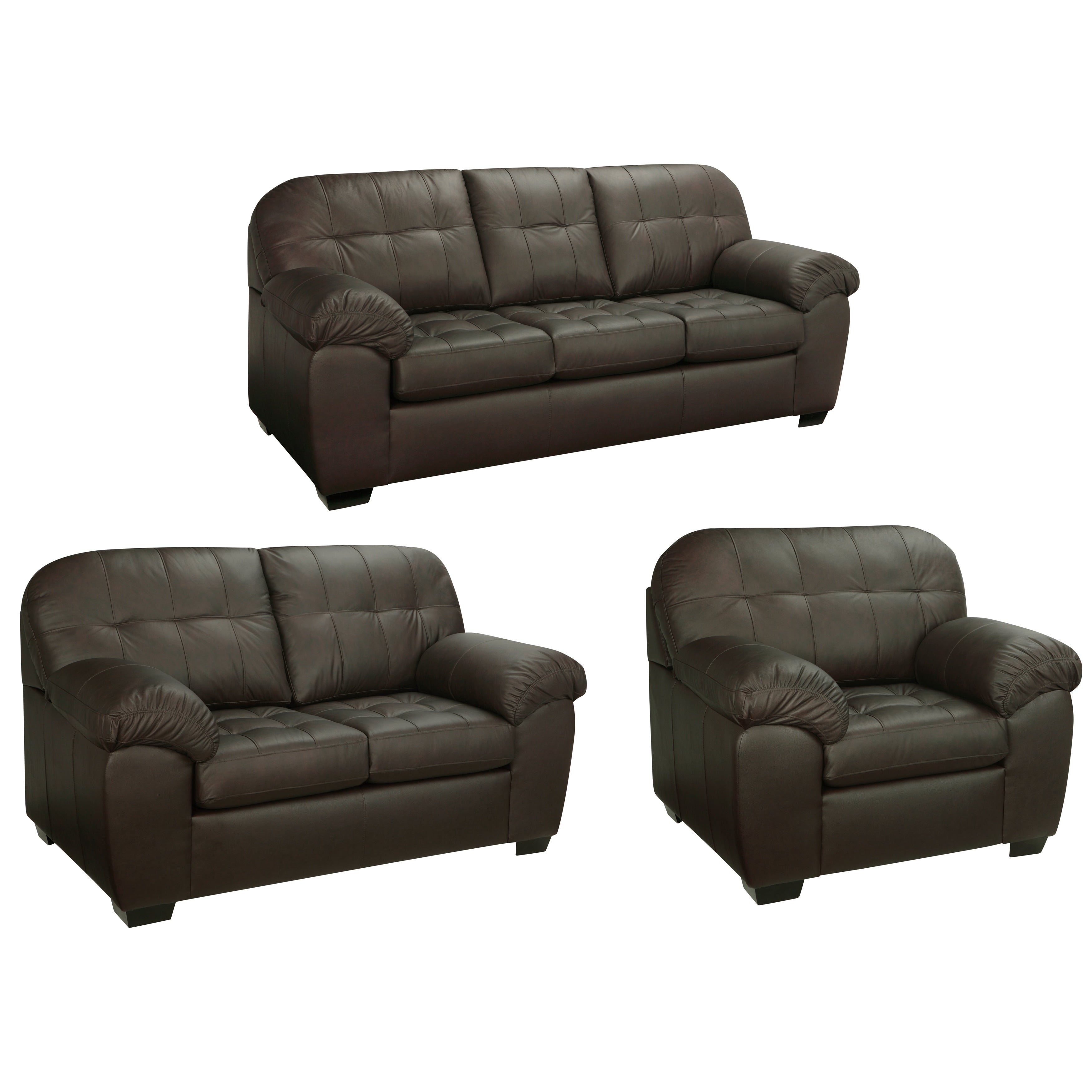 Isabella Chocolate Brown Italian Leather Sofa Loveseat And Chair