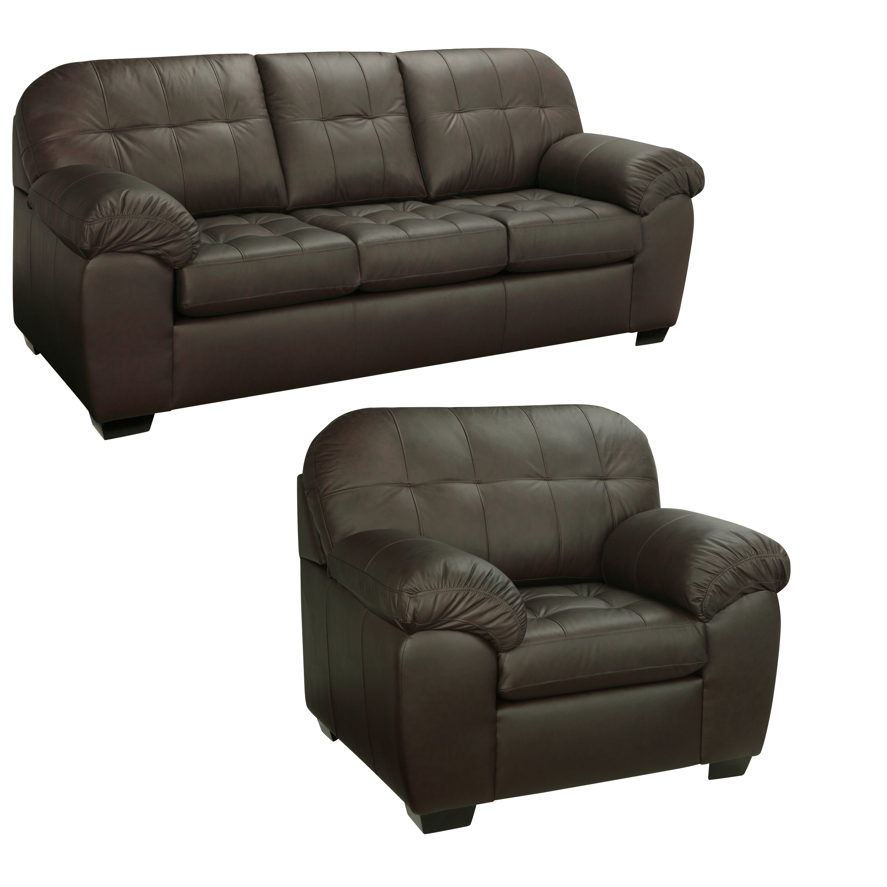 Isabella Chocolate Brown Italian Leather Sofa And Chair