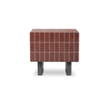 Isadora Outdoor Side Table Square Concrete Glossy Tile Finish Metal Look Base Water Resistant Scratch Resistant Cream