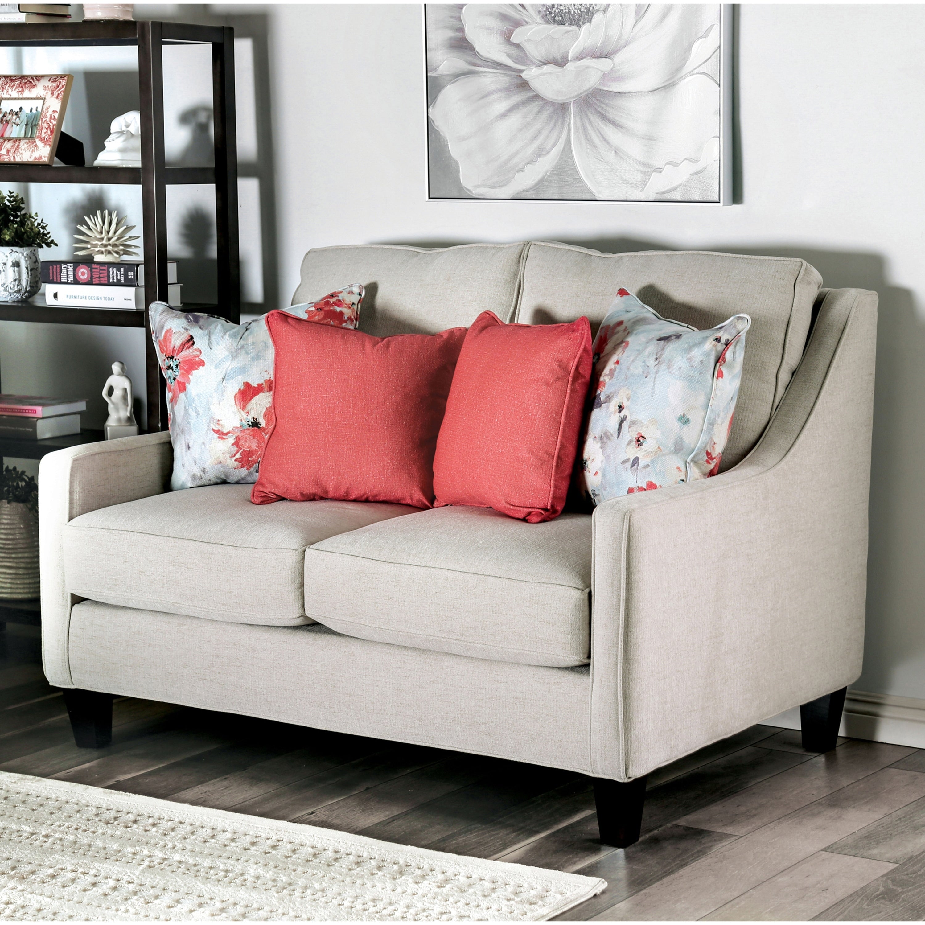 Isadore Transitional Ivory Loveseat By Foa