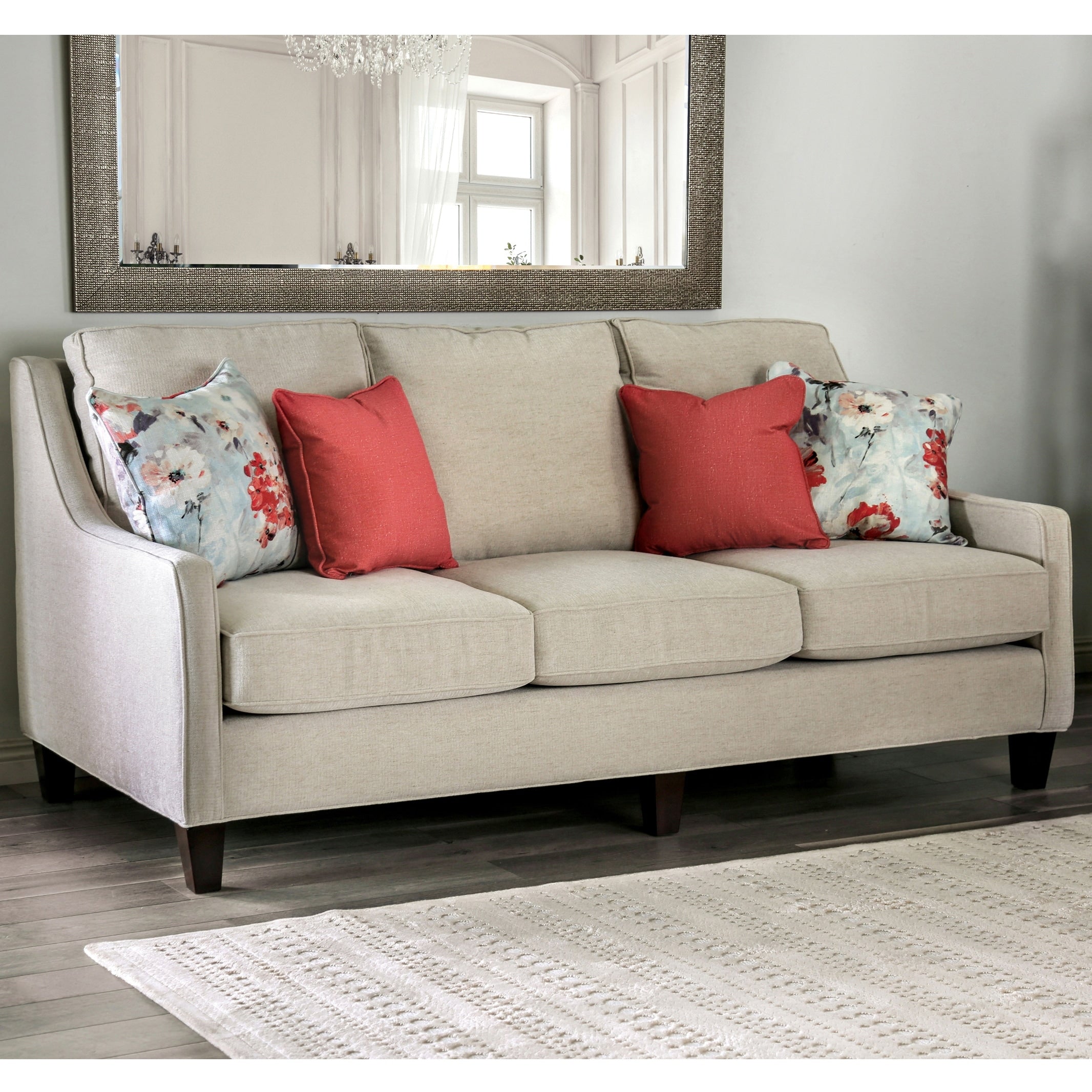 Isadore Transitional Ivory Sofa By Foa