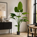 Isla 7 Foot Faux Bird Of Paradise Plant In Black Pot Artificial Tropical Banana Leaf Indoor D Cor