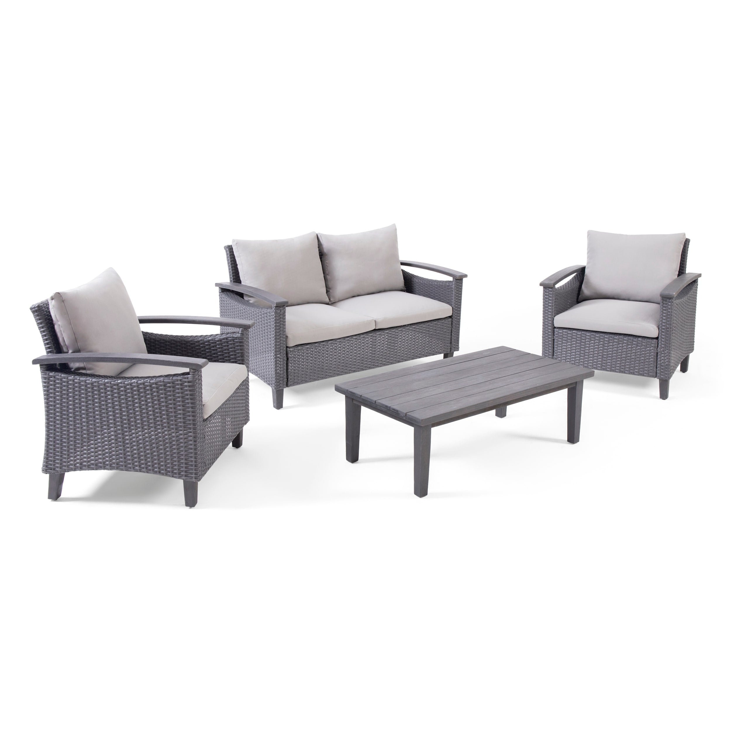 Isla Outdoor 4 Seater Coffee Table Chat Set By Christopher Knight Home