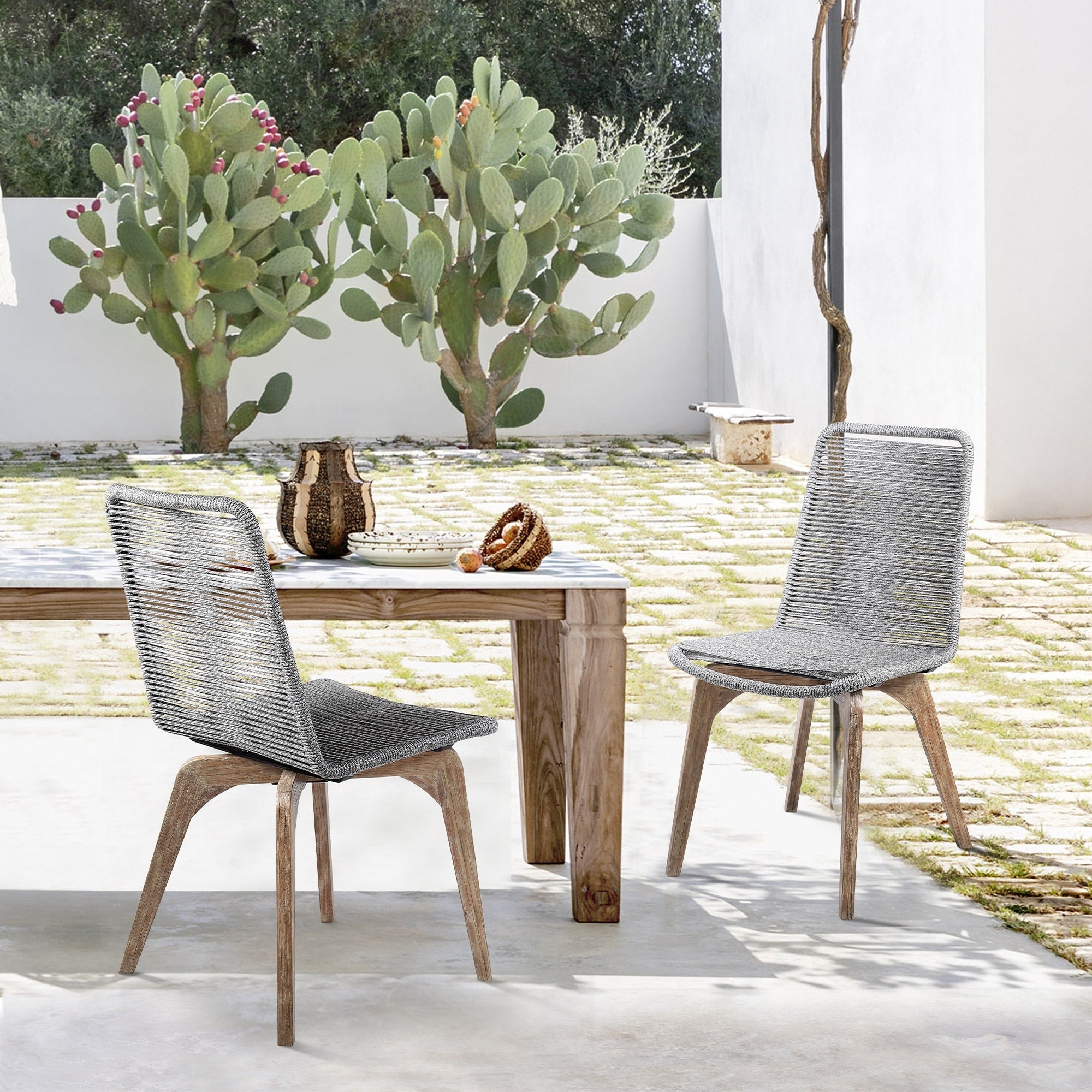 Island Outdoor Patio Rope Dining Chair Set Of 2 N A