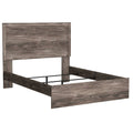 Isnk Queen Size Bed W Plank Headboard Rustic Gray Laminate Finish