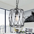 Isteppa 1 Light 8 Inch Black Metal And Glass Drum Pendant