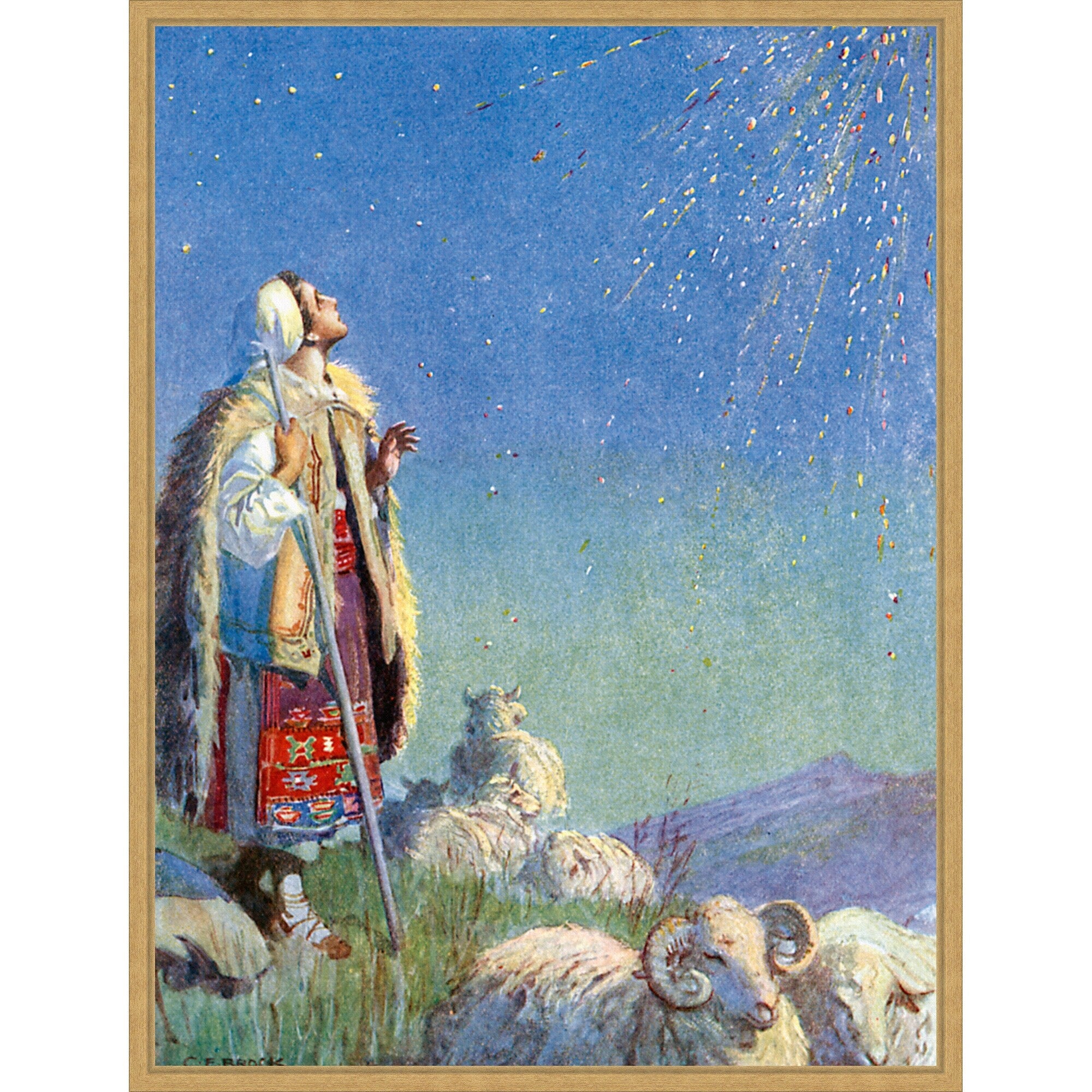 It Came Down As A Shower Of Sparks By Charles Edmund Brock Framed Canvas Wall Art Print