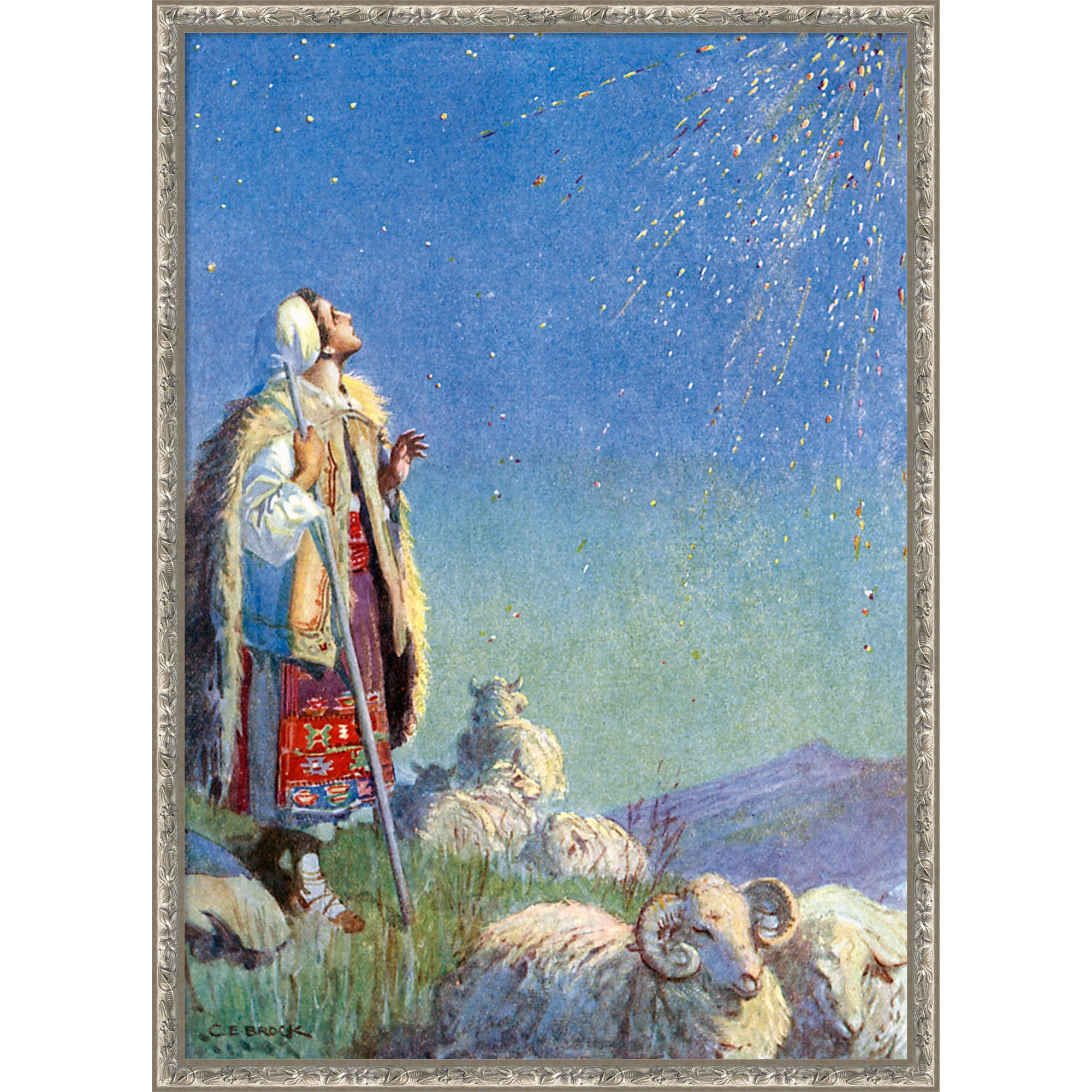 It Came Down As A Shower Of Sparks By Charles Edmund Brock Framed Mounted Canvas Wall Art Print