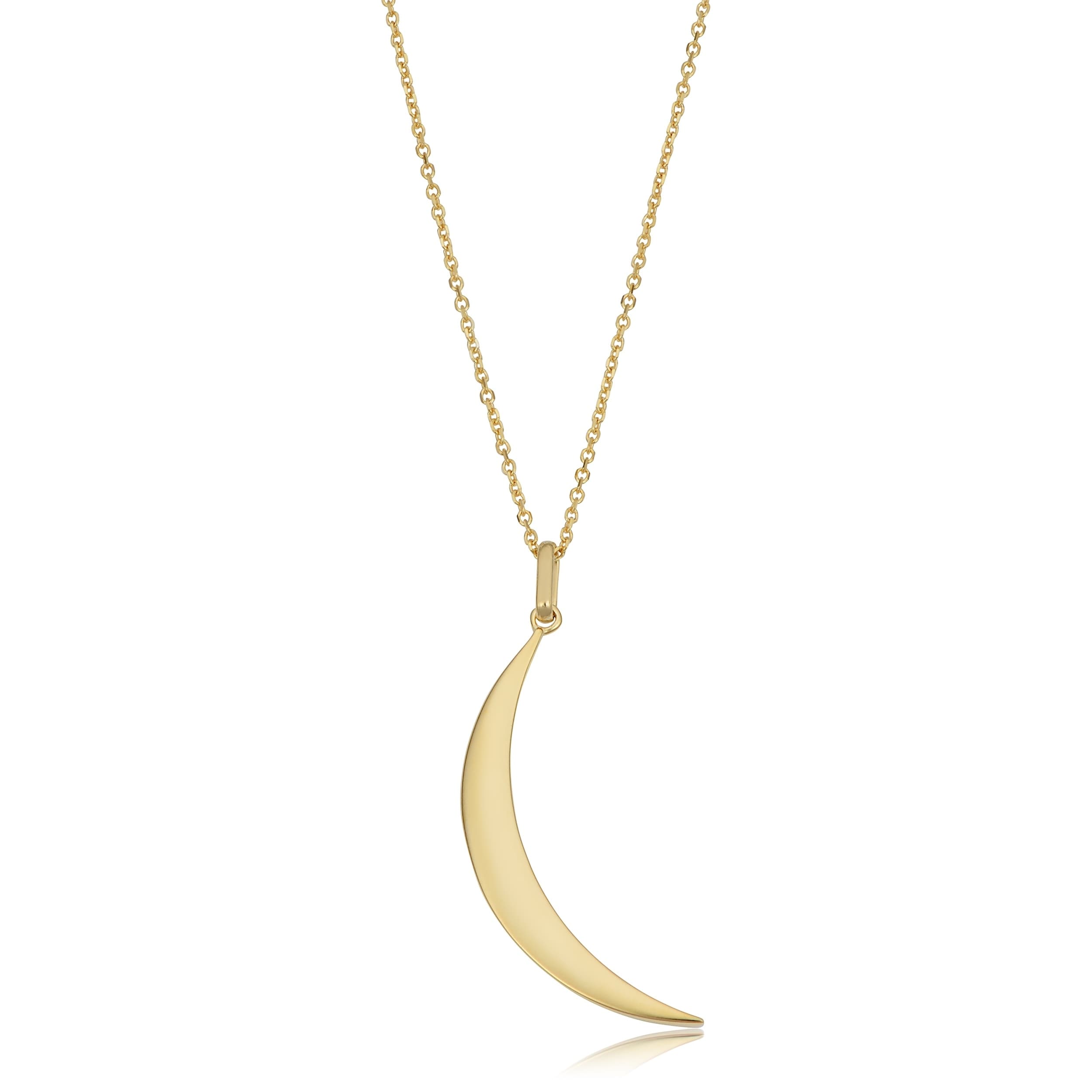 Italian 10K Yellow Gold Crescent Moon Necklace 18 Inches