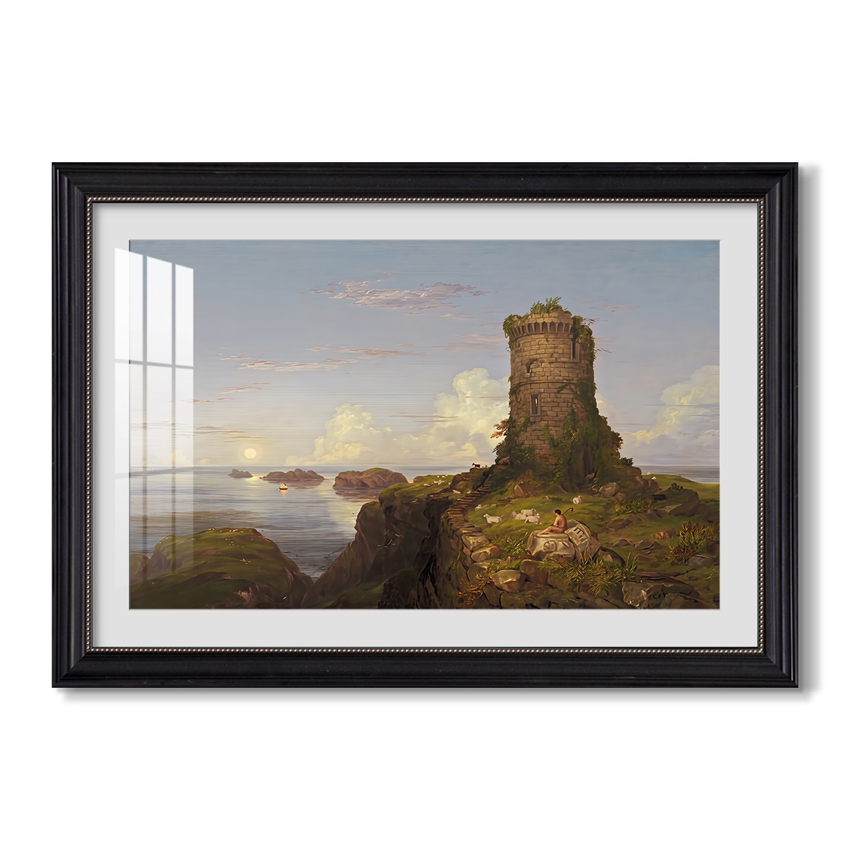 Italian Coast Scene With Ruined Tower 1838 Thomas Cole Custom Framed Print