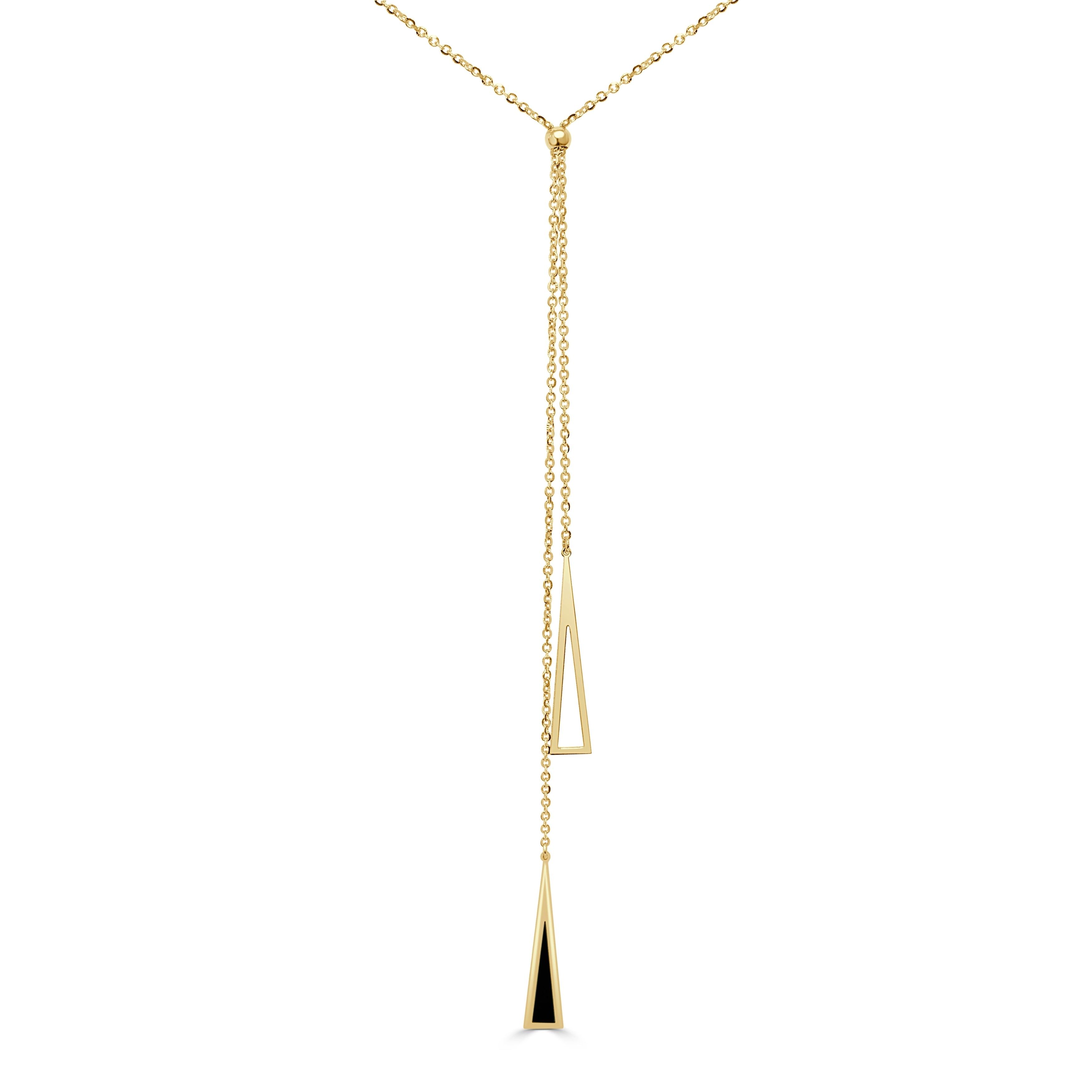 Italian Gold 14K Gold Onyx Lariat Necklace