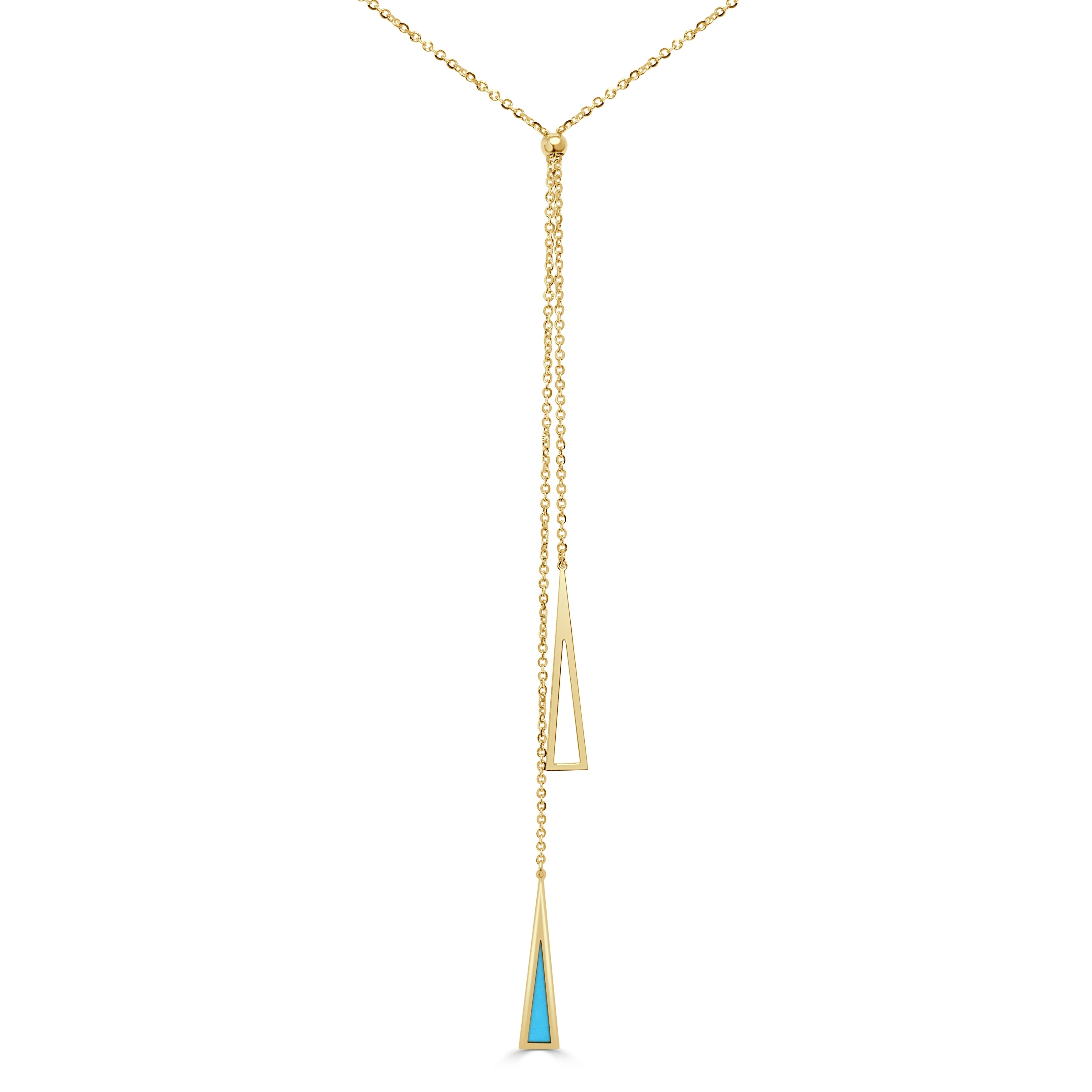 Italian Gold 14K Gold Turquoise Lariat Necklace