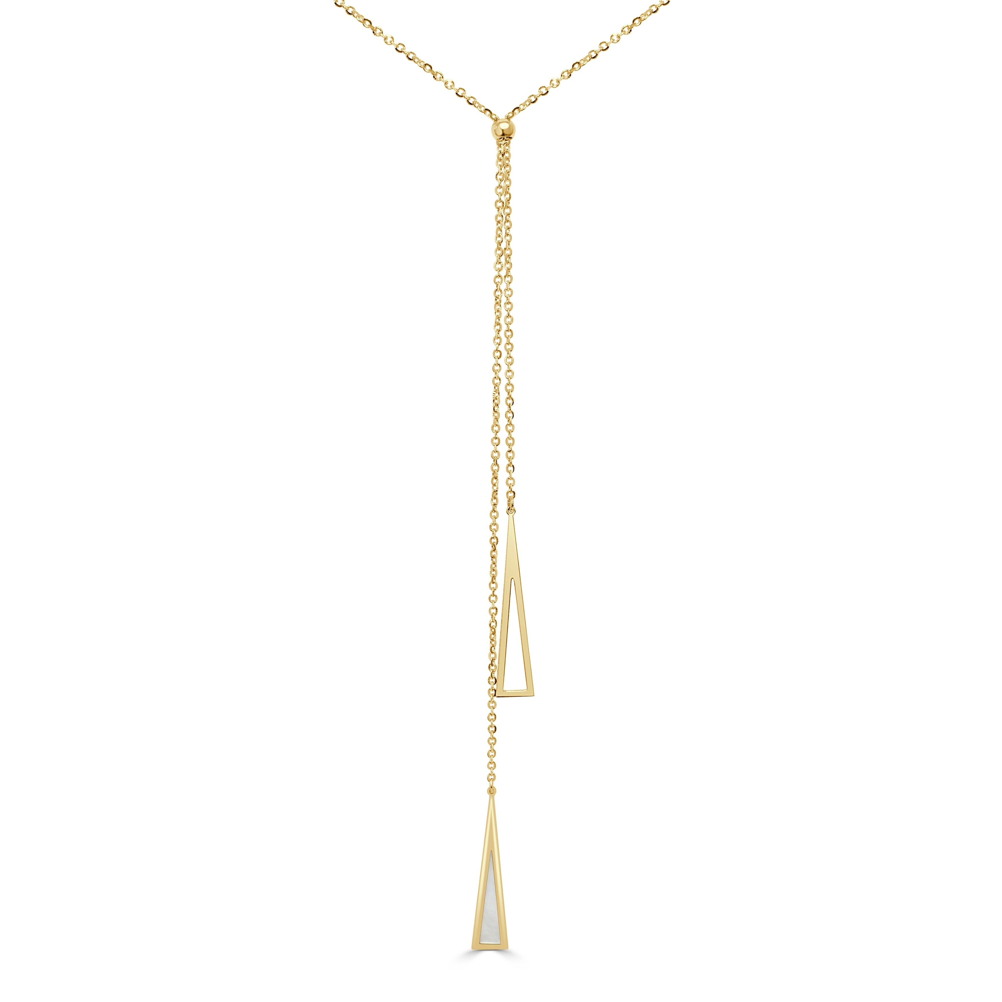 Italian Gold Mother Of Pearl Lariat Neckalce 14K Gold