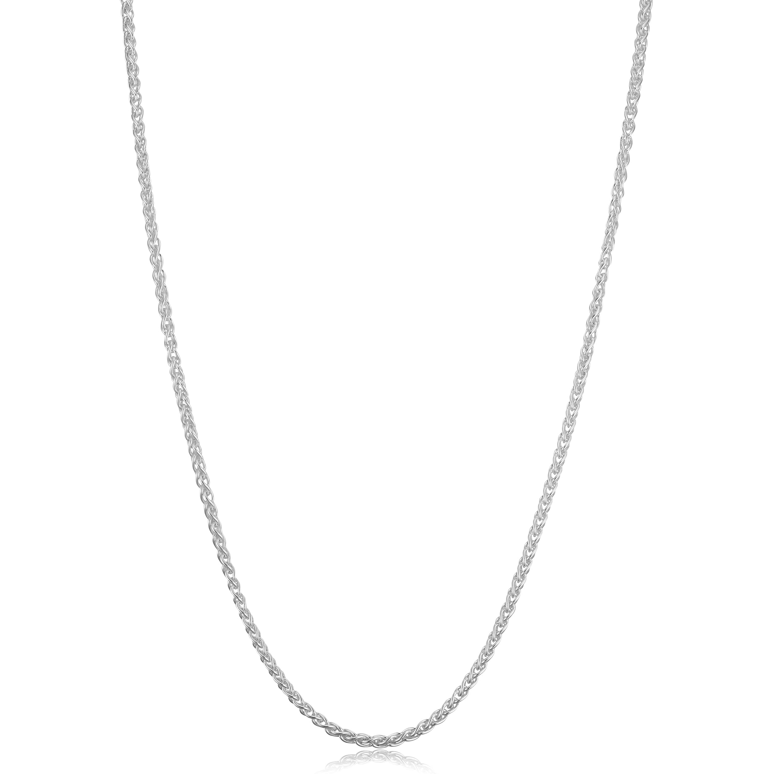 Italian Sterling Silver 2 Millimeter Round Wheat Chain Necklace