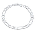 Italian Sterling Silver 7 Mm Beveled Figaro Bracelet 7 9 Inch