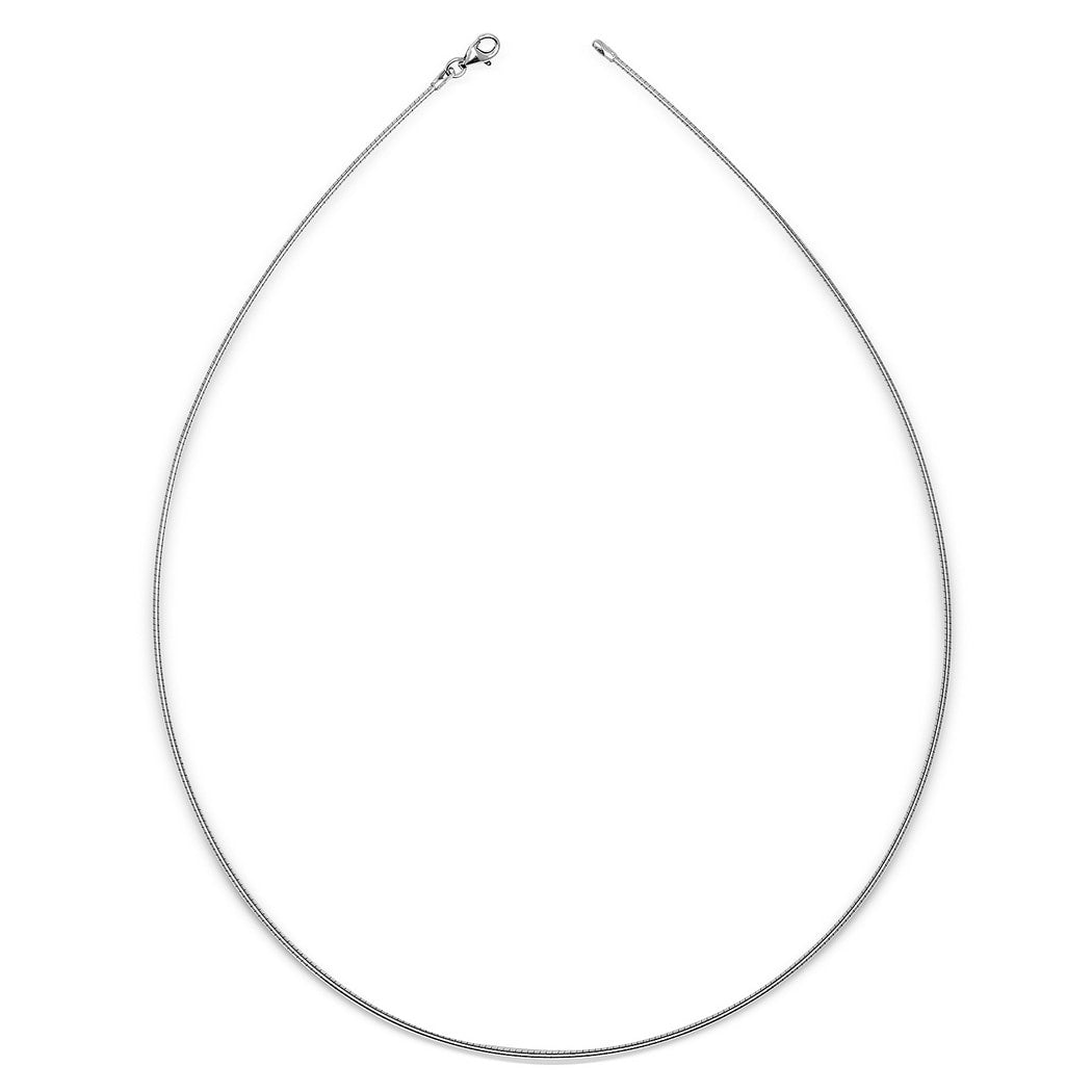 Italian Sterling Silver Round 2Mm Rhodium Plated Omega Necklace 16 20 White