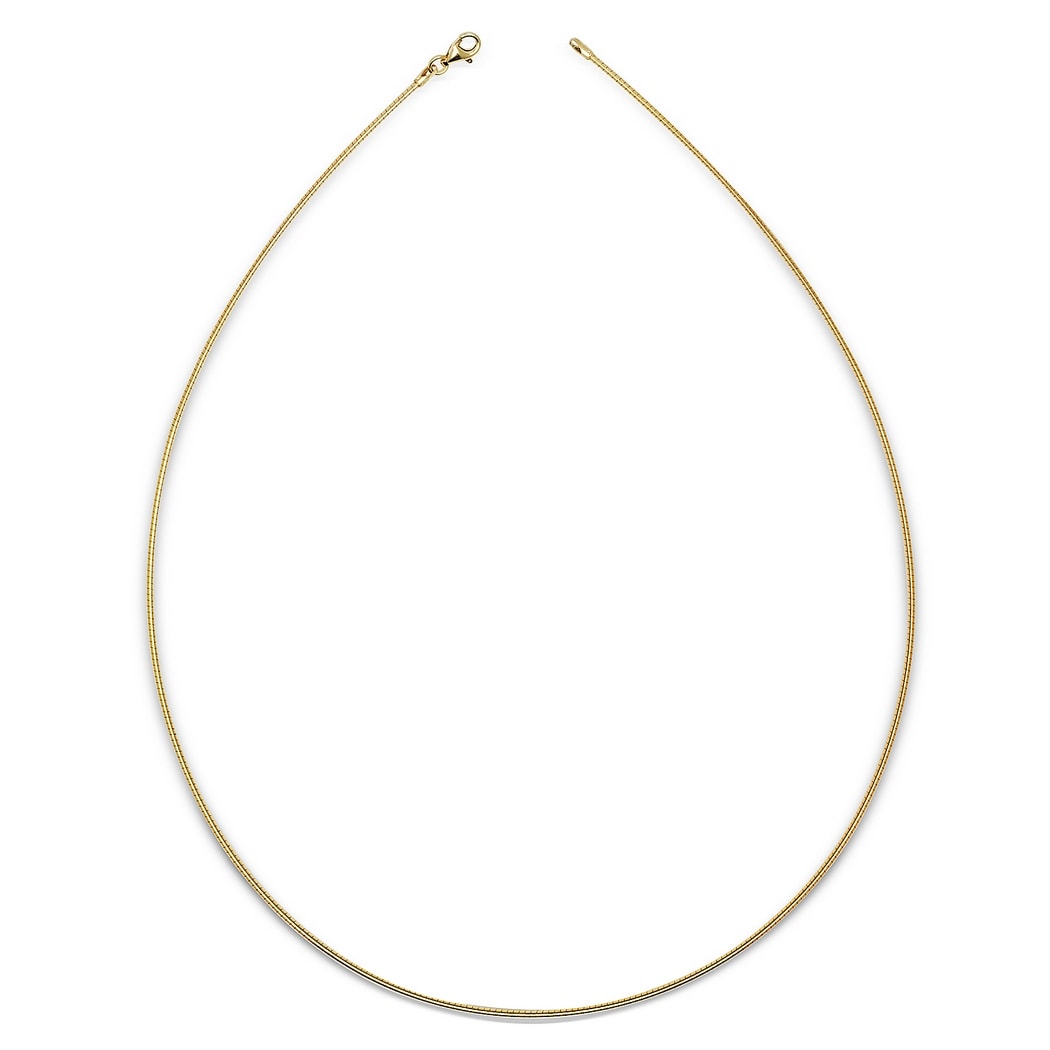 Italian Sterling Silver Round 2Mm Yellow Gold Plated Omega Necklace 16 20 Yellow