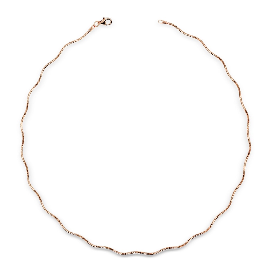 Italian Sterling Silver Wavy 2Mm Rose Gold Plated Omega Necklace 16 20 Pink
