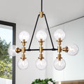Itstar 8 Light Gold Chandelier With Clear Glass Globe Shades