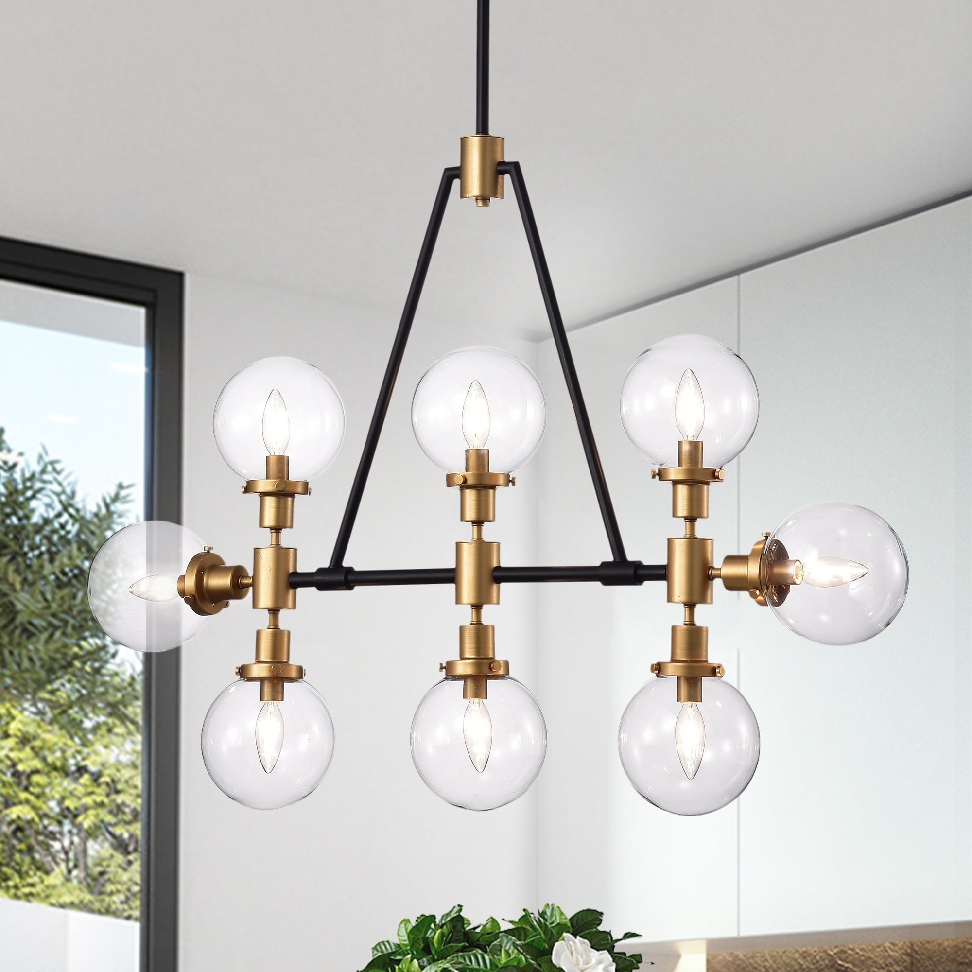 Itstar 8 Light Gold Chandelier With Clear Glass Globe Shades